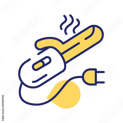 Professional hair styling, curling iron vector design, icon of hair curler