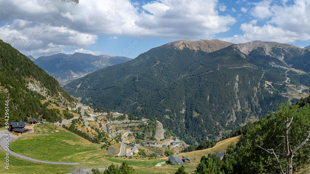 Magnificent views over the Canillo Valley from the Mirador del Quer in Andorra