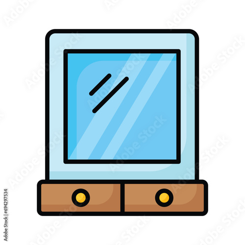 An icon of vanity mirror, trendy barber accessories vector design