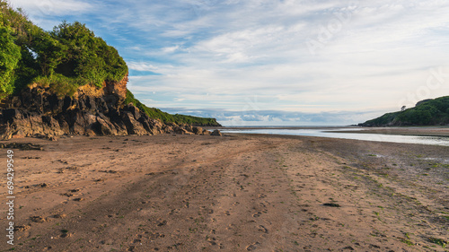 Wonwell Beach and low tide on the River Erme near Mothecombe, Devon, England, UK