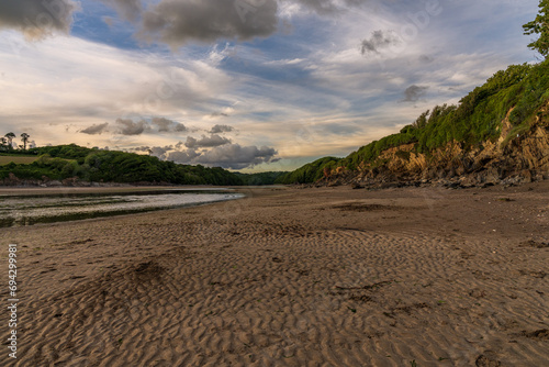 Wonwell Beach and low tide on the River Erme near Mothecombe, Devon, England, UK
