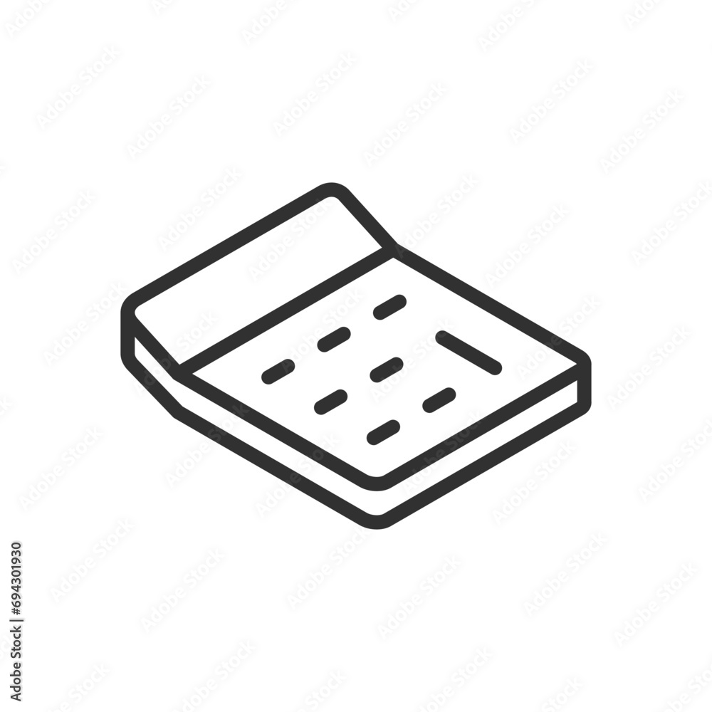 Calculator isometric style, linear icon. Line with editable stroke Calculator isometric style, linear icon. Line with editable stroke