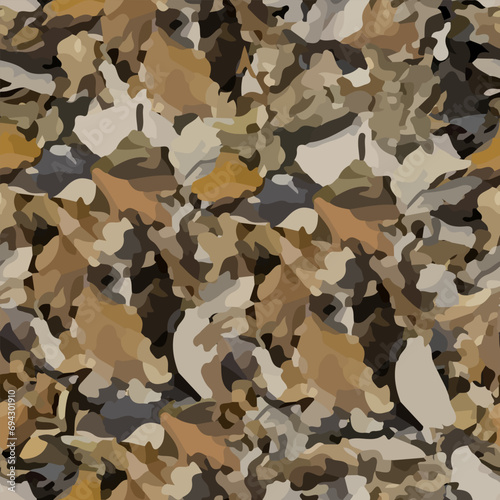 Realistic camouflage Seamless forest pattern. Branches and Oak leaves. Useable for hunting and wildlife photography purposes. Seamless vector illustration. Clothing style masking camo repeat print.
