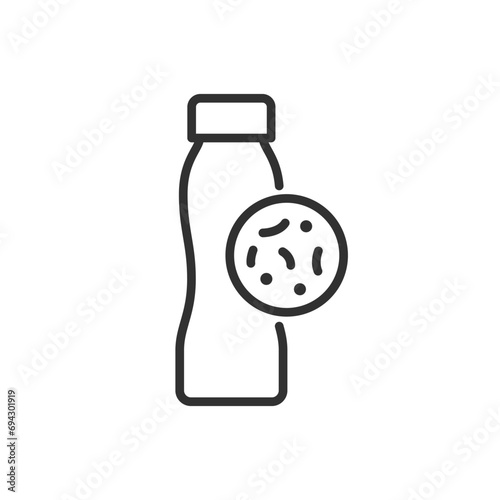 Bacteria in a dairy product, linear icon. Drinking yogurt and bifidobacteria. Probiotic. Line with editable stroke