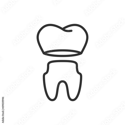 Dental crown, linear icon. Line with editable stroke