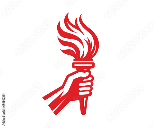 Hand-Holding Flaming Torch Vector