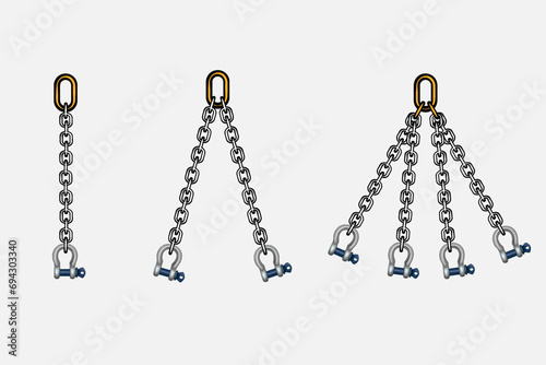 A set of chain slings. Vector graphics.
