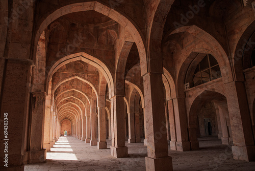 Interior of Jama masjid or mosque, Mandu, Madhya Pradesh, India, Asia. photo