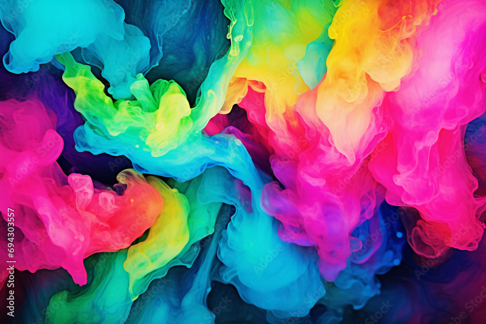 A vibrant alcohol ink piece showcasing bursts of energetic neon colors