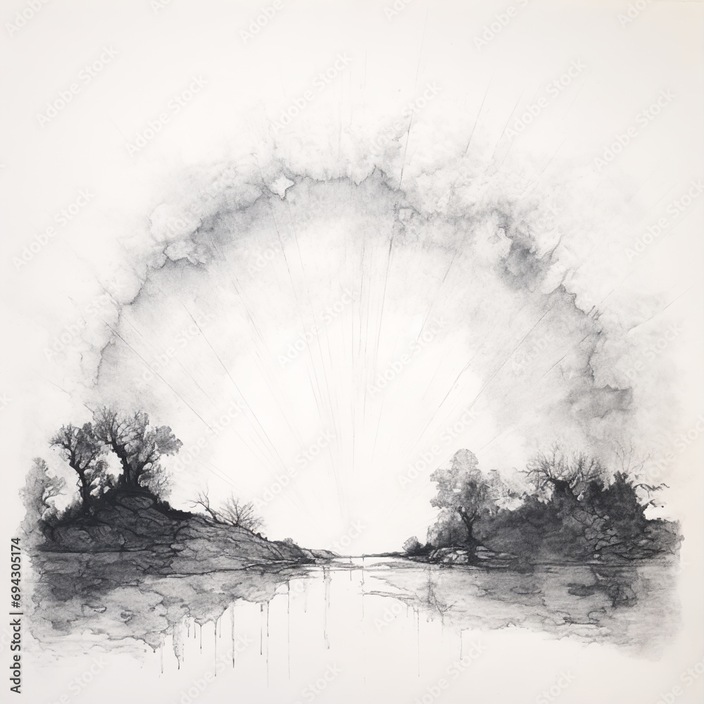 Contemporary Rainbow Sketch in Fine Graphite and Charcoal with Impeccable Shading and Refined Hatching Contemporary Rainbow Sketch in Fine Graphite and Charcoal with Impeccable Shading and Refined Hatching