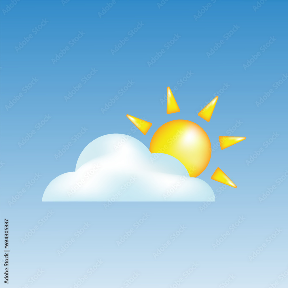 Sun and Cloud 3d weather icon illustration Sun and Cloud 3d weather icon illustration