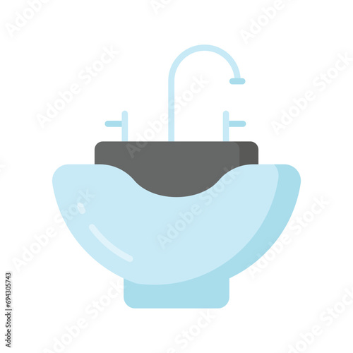 Trendy vector design of washbasin, barbershop accessories, bathroom equipments