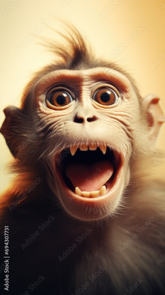 Funny monkey. Vertical background 