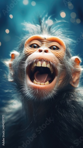 Funny monkey .  Vertical background 
