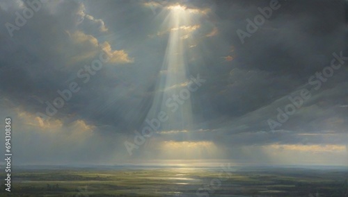 _Sunrays_from_behind_gray_Clouds