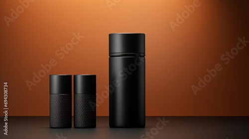 Men matte bottles cosmetic presentation packaging mockup cosmetic products. Cream jar, spray, oil, lotion or shampoo, gel shower, liquid soap, antiperspirant minimalis; Modern-style beauty products