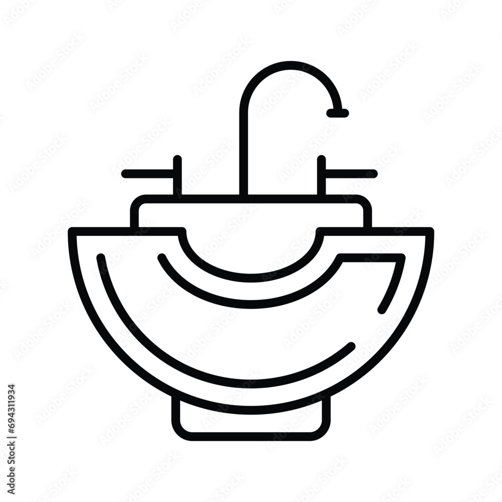 Trendy vector design of washbasin, barbershop accessories, bathroom equipments Trendy vector design of washbasin, barbershop accessories, bathroom equipments