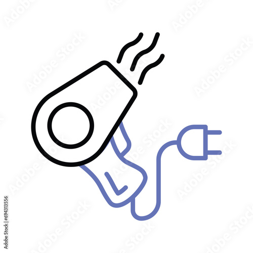 Premium and modern icon of hair dryer in trendy style, electronic appliance