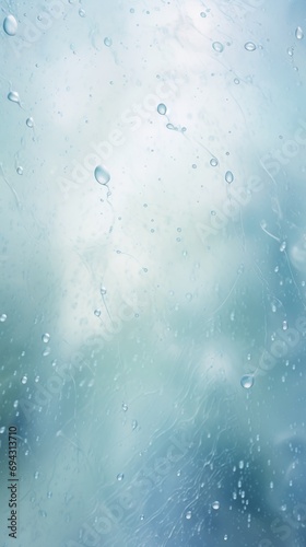 Raindrops rolling down the glass on a light blurred background, creating a serene and calm atmosphere. Sky background. Evaporation effect on the surface. Vertical banner