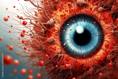 Illustration of diabetic eye disease without cell proliferation. Generative AI photo