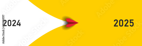 Red plane flying from 2024 to 2025.
Change,strategy,success idea concepts.