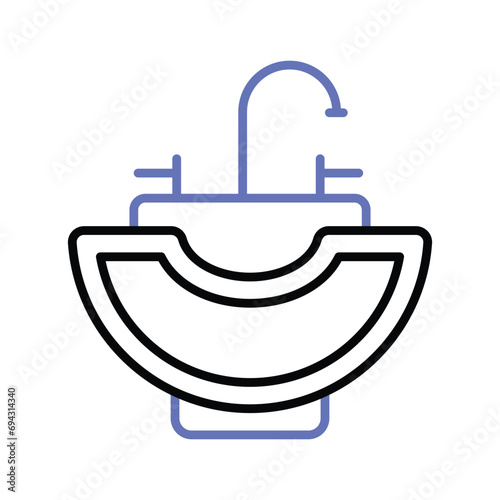 Trendy vector design of washbasin, barbershop accessories, bathroom equipments