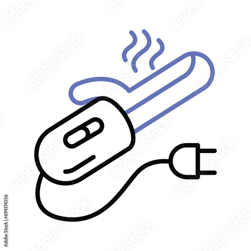 Professional hair styling, curling iron vector design, icon of hair curler