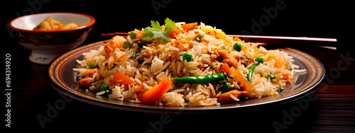 Chinese rice with vegetables. Selective focus. photo