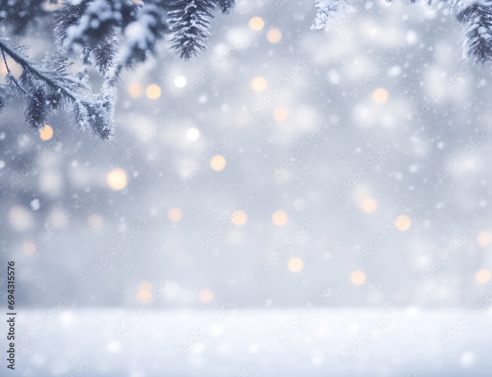 Bokeh blurred winter background. AI generated illustration