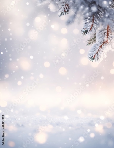 Bokeh blurred winter background. AI generated illustration © vector_master