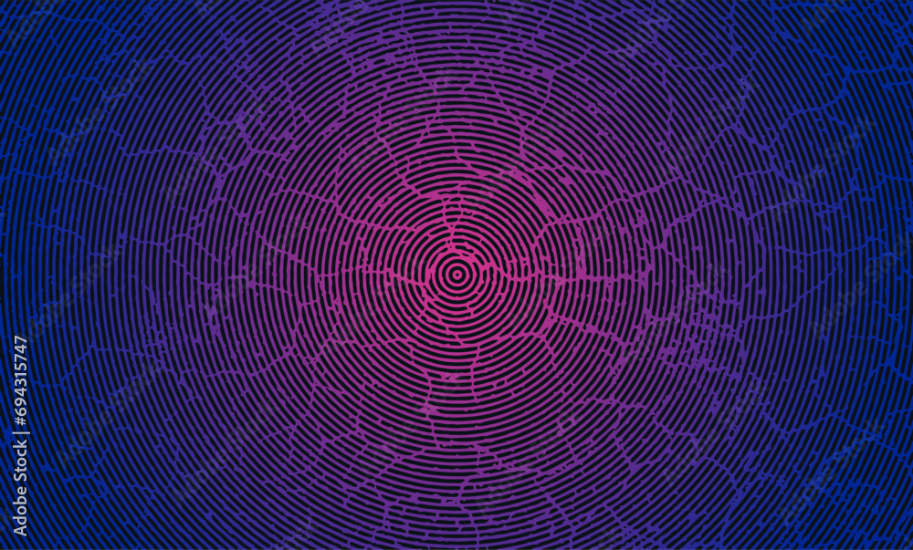 spider web on a blue  grunge effect background, a purple and blue fingerprint effect with grungy background with a circular pattern