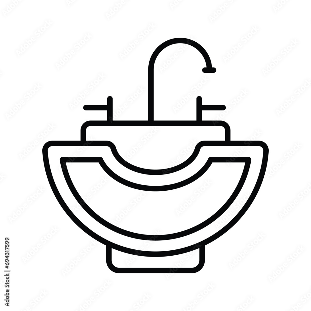 Trendy vector design of washbasin, barbershop accessories, bathroom equipments Trendy vector design of washbasin, barbershop accessories, bathroom equipments