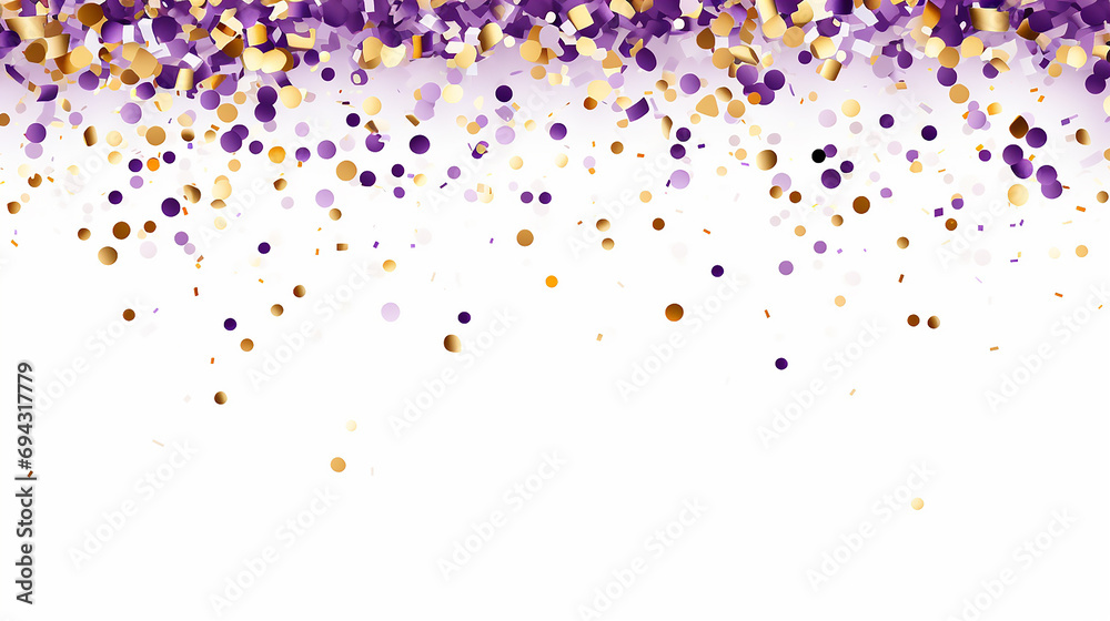 Colorful Confetti Falling Against a Bright White Background in a Celebration Scene Created With Generative AI Technology
