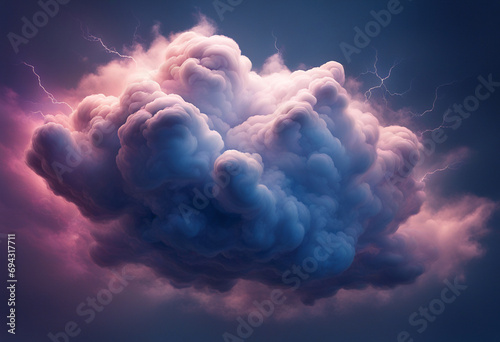 abstract cloud with different colors, 3d, artistic and surreal. Saturated colors. dark blue background.
