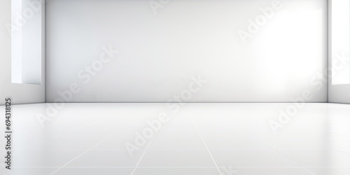 Plain white studio background with minimalistic scene and gradient floor.