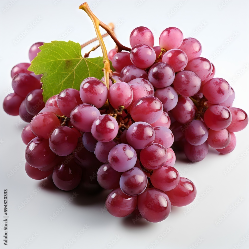 Set of grapes of different varieties and colors, isolated on a white background