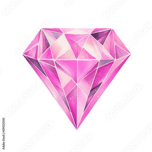 amethyst crystal gem wealth symbol watercolor paint