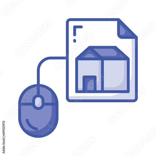 Home design on paper with mouse showing concept icon of home architecture, architectural design