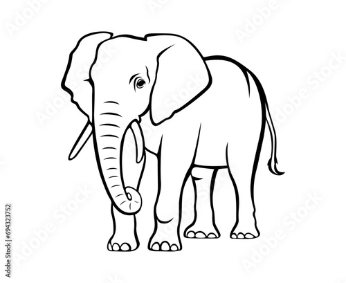 Elephant vector illustration. Animal world. Isolated flat style elephant figure on a white background. Elephant drawing.