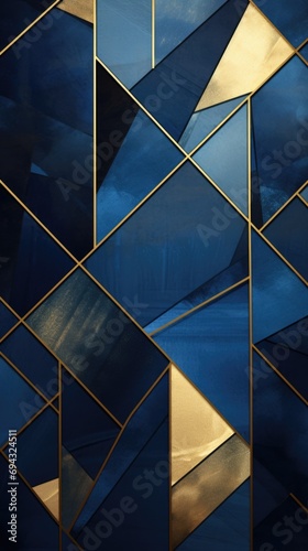 Blue gold shapes background . Vertical background 