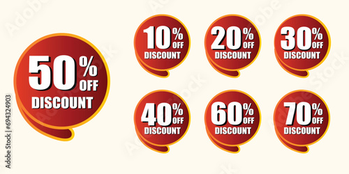 Sale and discount labels, Abstract offer Sale Discount labels set design, Discount tags collection with percent set, 10, 20, 30, 40, 50%, 60%, 70% percent sale promotion tag.