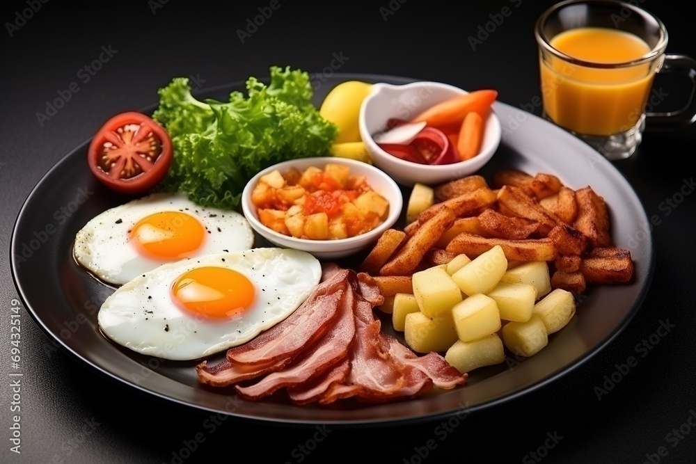 Healthy breakfast with broccoli, tomatoes, egg and cucumber Healthy breakfast with broccoli, tomatoes, egg and cucumber