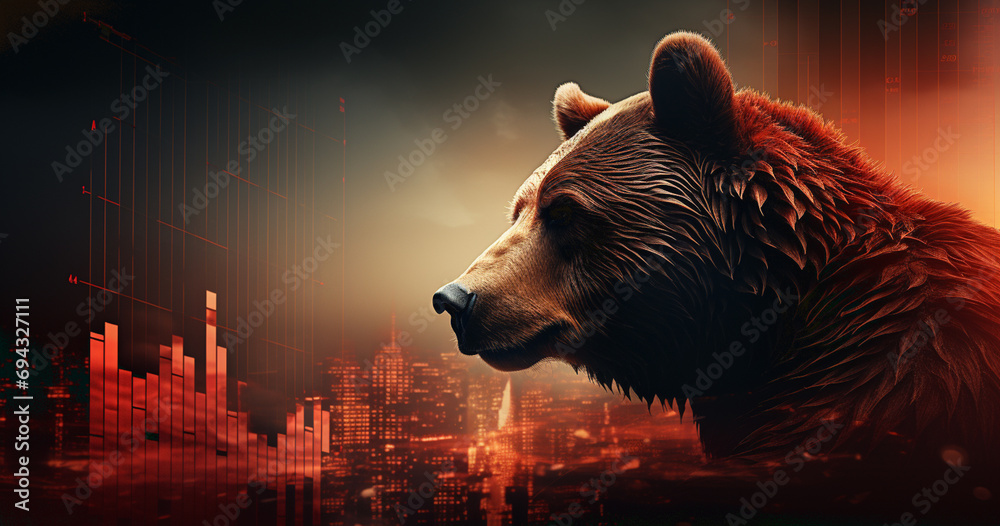 bull and bear market concept with stock chart digital crisis red price ...