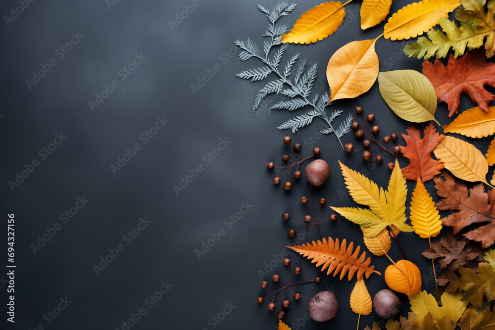autumn leaves on the black background autumn leaves on the black background