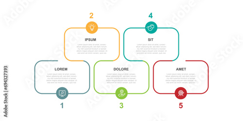 Infographic template vector element with 5 step process or options  photo