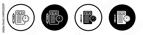 SLA icon set. Business Service Level Agreement vector symbol in black filled and outlined style. photo