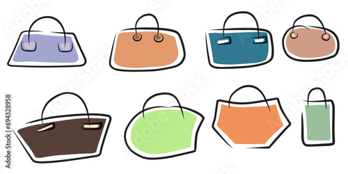 set of shopping bags sketch style tapered