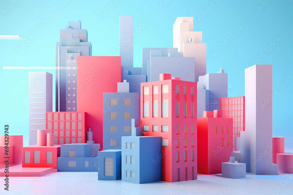 3d buildings minimalistic background