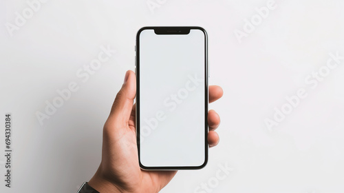 Hand Holding Phone, Isolation On White Background