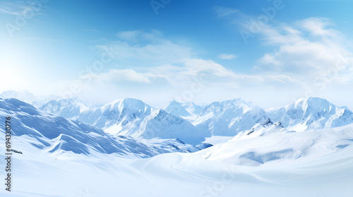 Icy Elegance: Snow Mountain Splendor. Snowy Bliss.Scenic Winter Landscape.AI Generative  © soni